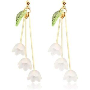 Boho Petal Flower Dangle Earrings – Colorful Acrylic Floral Drop Studs